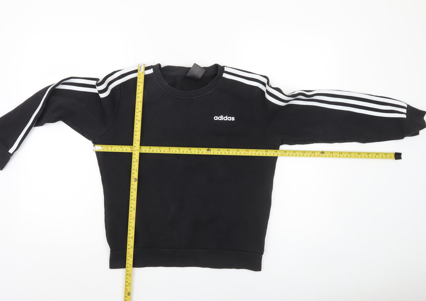 Adidas Boys Black Crew Neck Pullover Sweatshirt 9-10 Years Logo Fleece Top