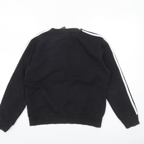 Adidas Boys Black Crew Neck Pullover Sweatshirt 9-10 Years Logo Fleece Top