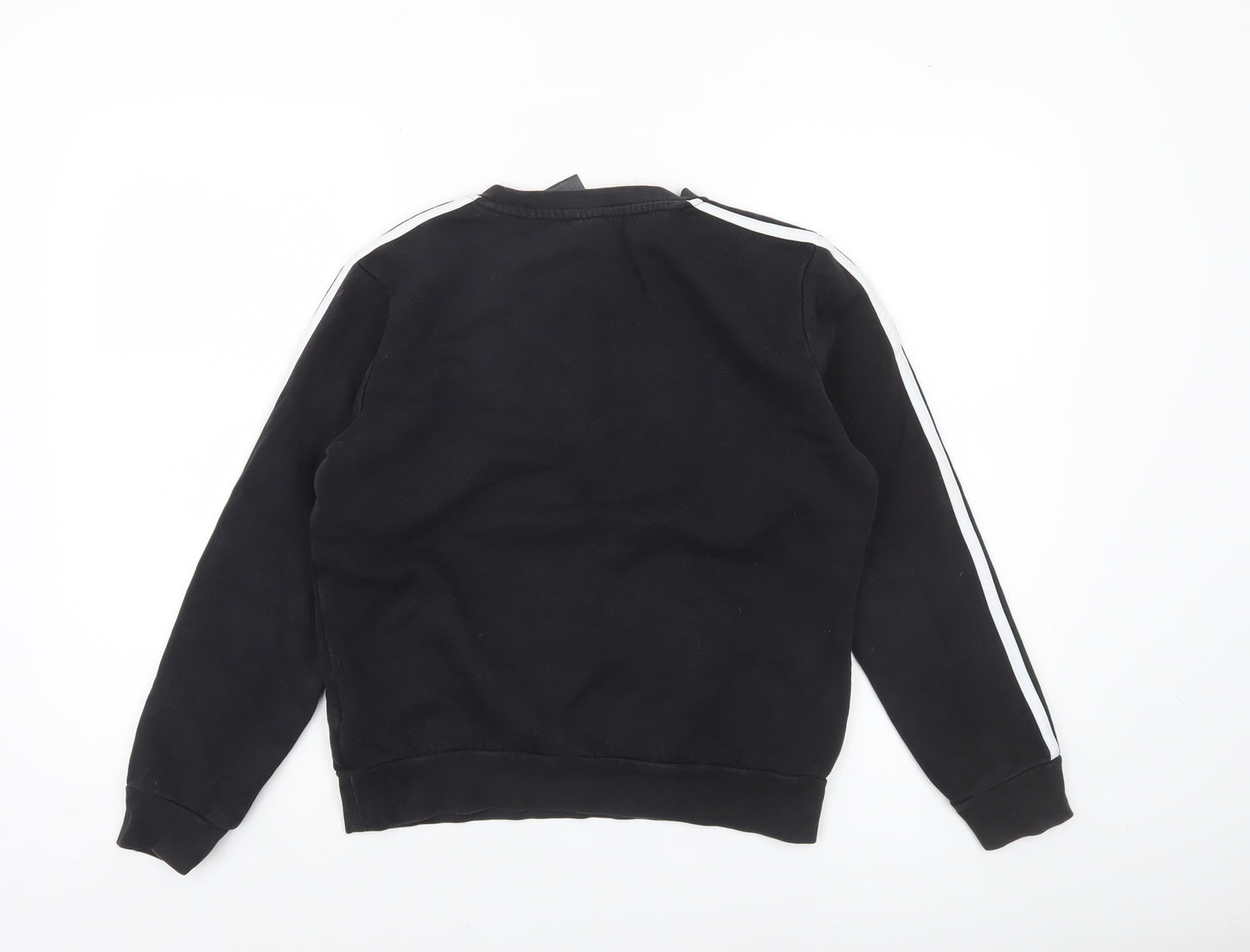 Adidas Boys Black Crew Neck Pullover Sweatshirt 9-10 Years Logo Fleece Top