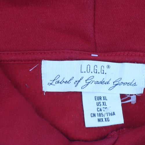 H&M L.O.G.G. Men's Red XL Pullover Hoodie with TMRRW Graphic
