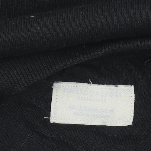 Pink Soda Black Cropped Sweatshirt Women M Drawstring Hem Cotton Blend