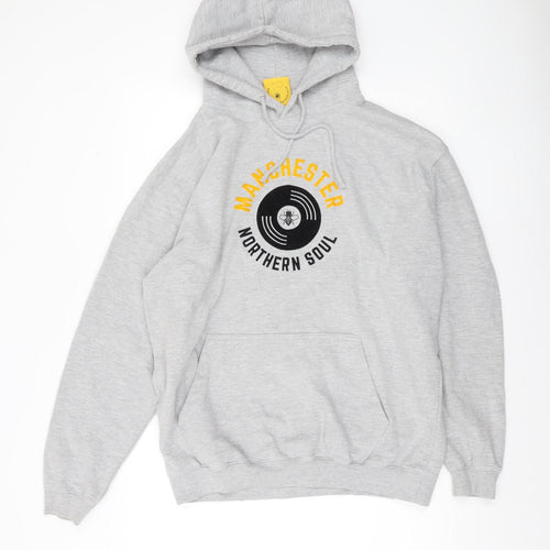 Manchester Souvenirs Men's Grey Pullover Hoodie L Graphic Print
