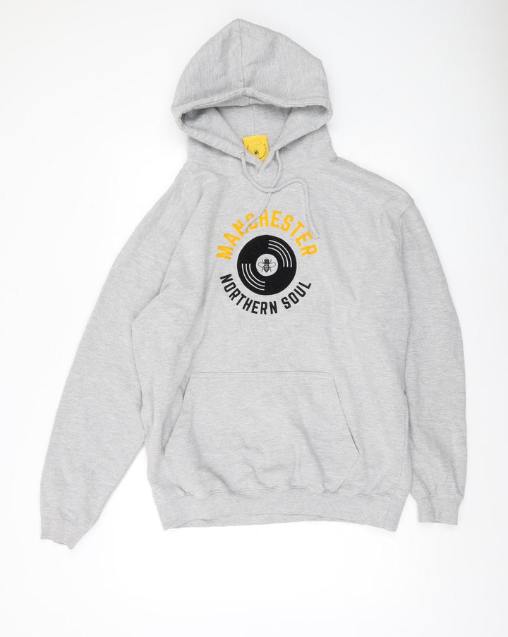 Manchester Souvenirs Men's Grey Pullover Hoodie L Graphic Print