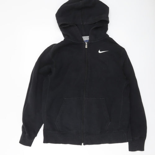 Nike Boys Black Full Zip Hoodie XL 13-15 Years Cotton Blend Hooded Sweatshirt