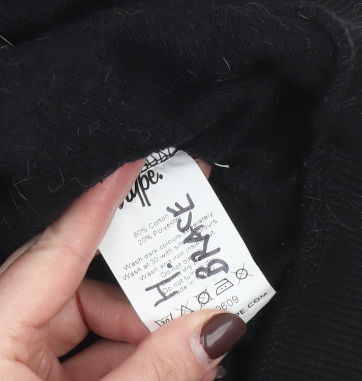 Hype Boys Black Graphic Logo Pullover Sweatshirt 11-12 Years