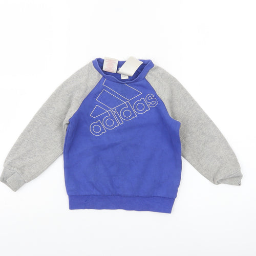 Adidas Unisex Baby Blue & Grey Pullover Jumper 18-24 Months Sportswear
