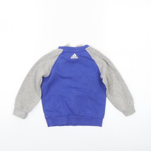 Adidas Unisex Baby Blue & Grey Pullover Jumper 18-24 Months Sportswear