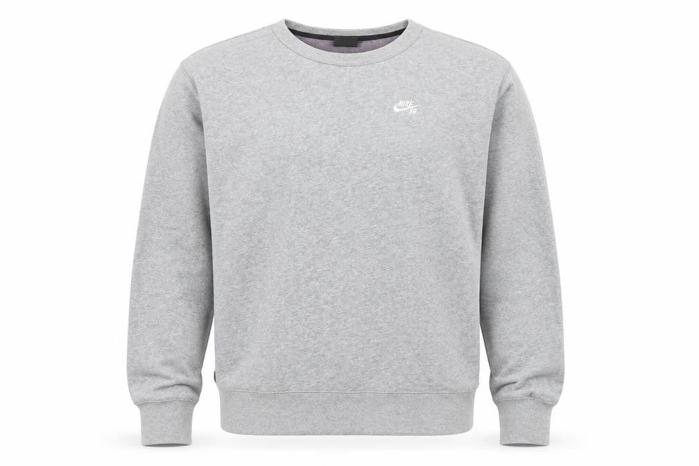 Front view of Nike SB Men's Grey Crew Neck Pullover Sweatshirt, size S