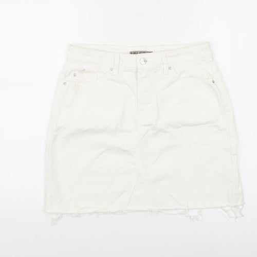 Denim Co. Women White Denim Short Skirt Size 10 Casual
