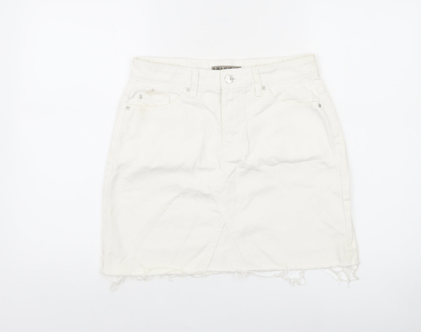 Denim Co. Women White Denim Short Skirt Size 10 Casual