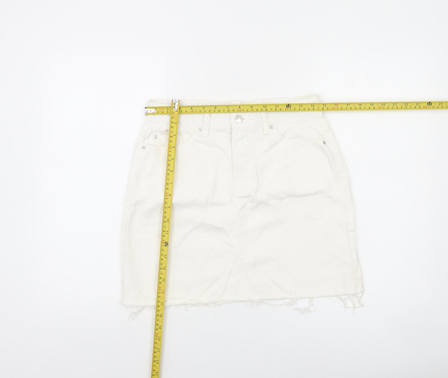 Denim Co. Women White Denim Short Skirt Size 10 Casual