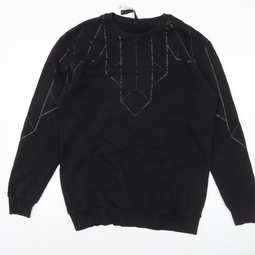 AQ/AQ Men's Black Geometric Crew Neck Sweatshirt Size L