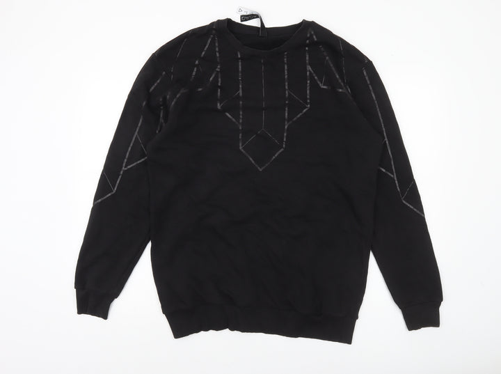 AQ/AQ Men's Black Geometric Crew Neck Sweatshirt Size L