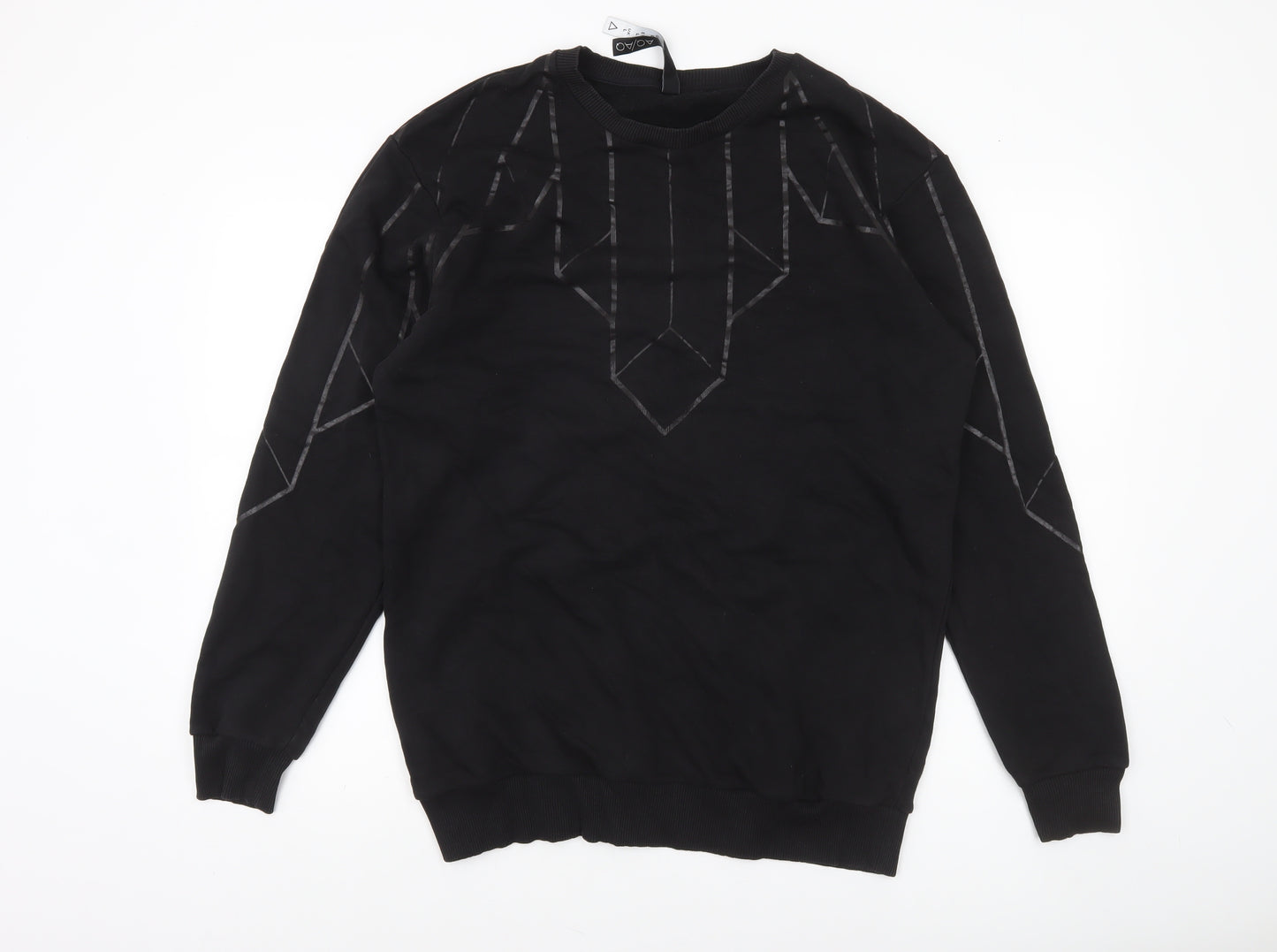 AQ/AQ Men's Black Geometric Crew Neck Sweatshirt Size L