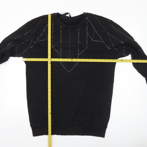 AQ/AQ Men's Black Geometric Crew Neck Sweatshirt Size L