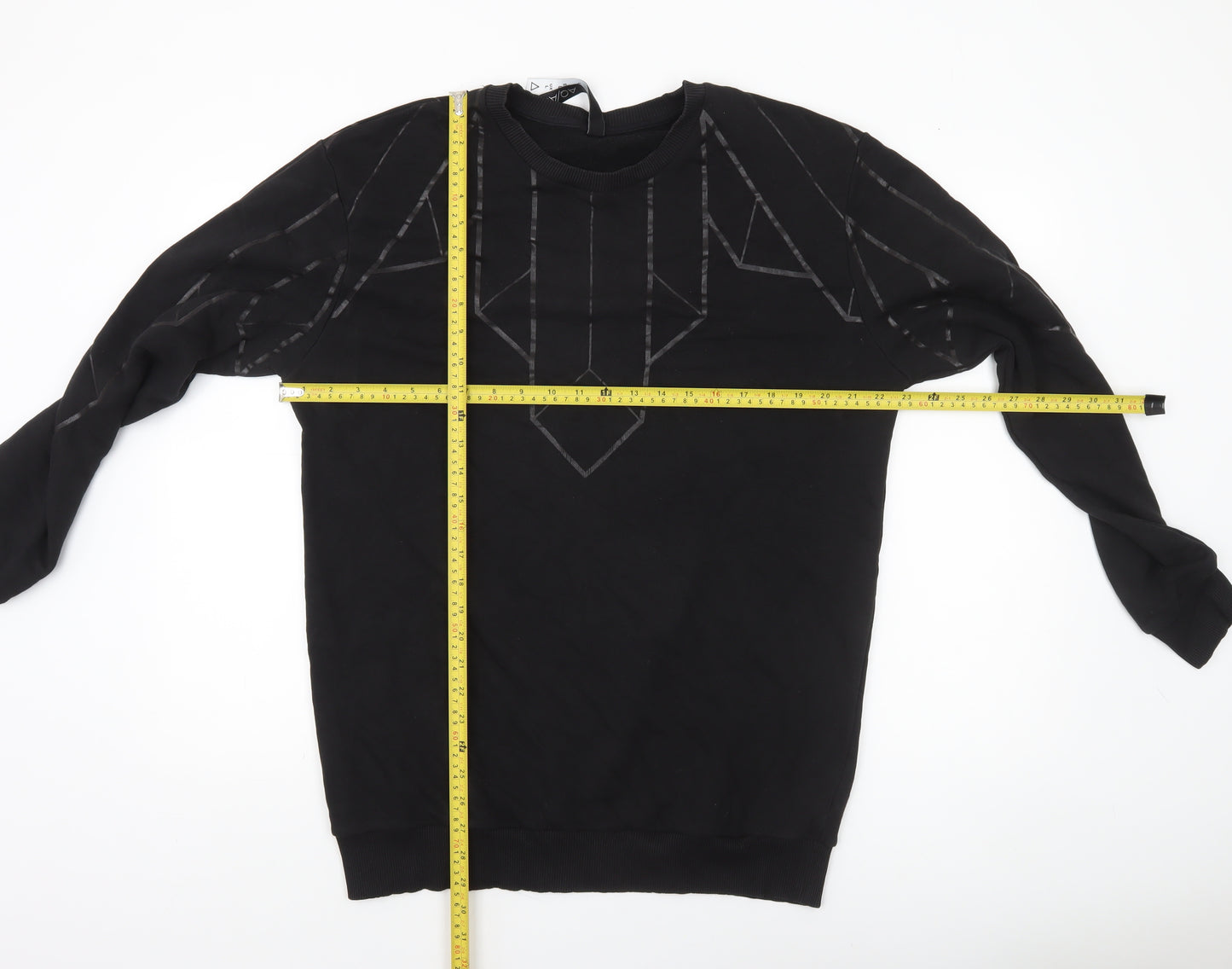 AQ/AQ Men's Black Geometric Crew Neck Sweatshirt Size L