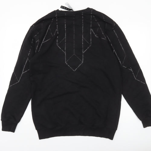 AQ/AQ Men's Black Geometric Crew Neck Sweatshirt Size L