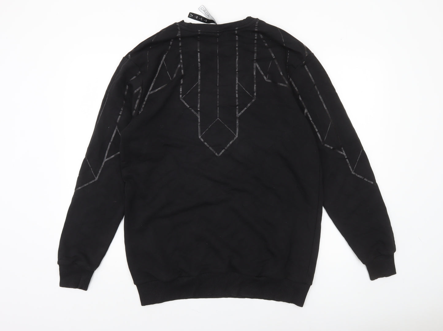 AQ/AQ Men's Black Geometric Crew Neck Sweatshirt Size L