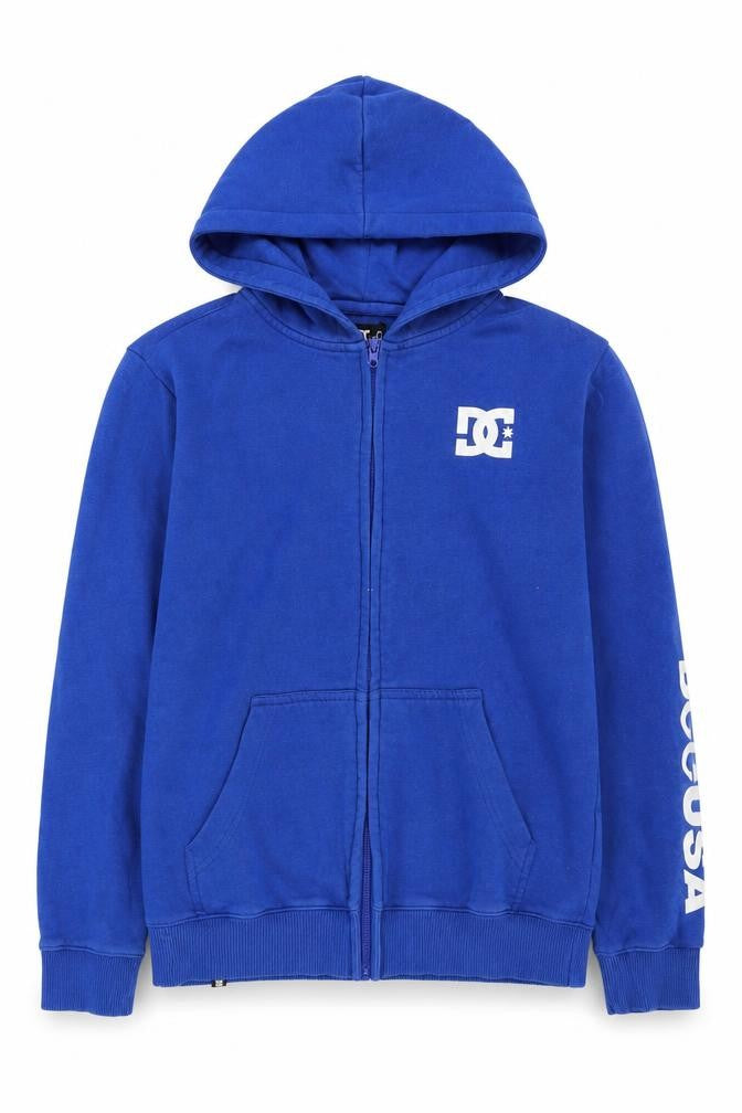 DC Boys Blue Full Zip Hoodie 12 Years Cotton Blend Casual Hooded Sweatshirt