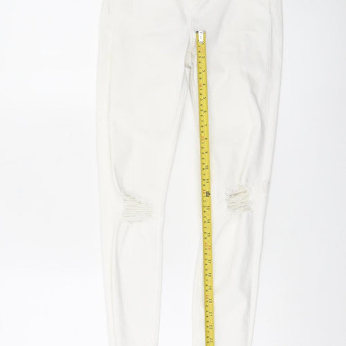River Island Women's White Skinny Distressed Jeans Size 8