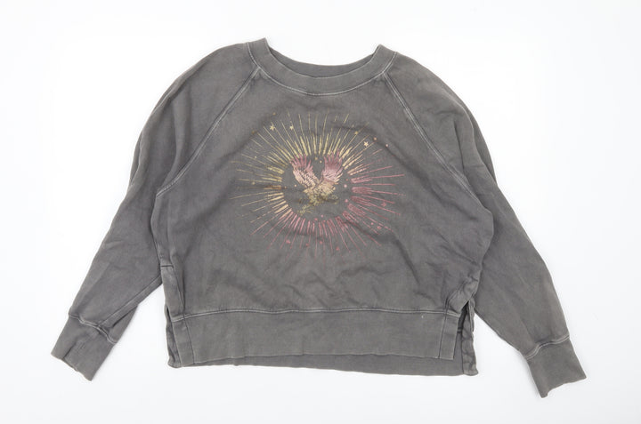 Hush Women’s Grey Eagle Graphic Cotton Pullover Sweatshirt Size S