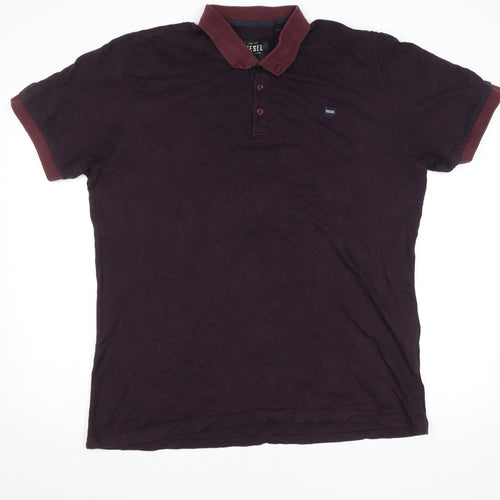 Diesel Men's Purple Cotton Short Sleeve Polo Shirt Size 2XL
