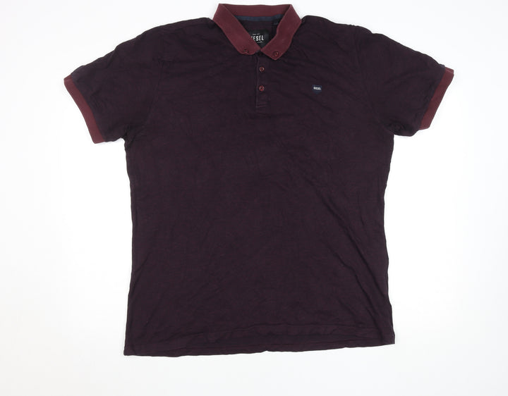 Diesel Men's Purple Cotton Short Sleeve Polo Shirt Size 2XL