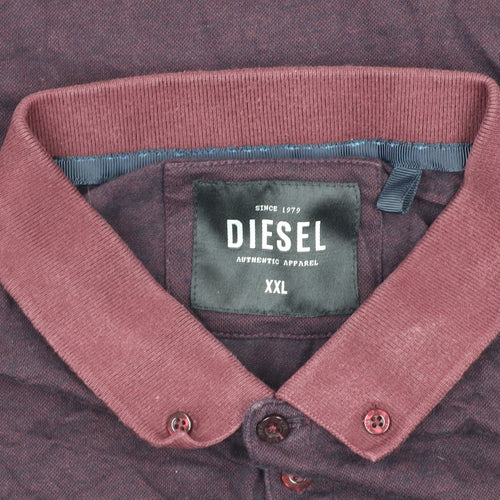 Diesel Men's Purple Cotton Short Sleeve Polo Shirt Size 2XL