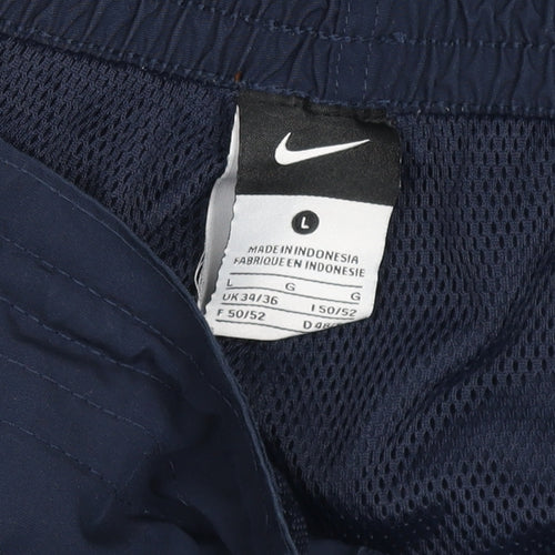 Nike Men's Blue Track Pants L 34in Elastic Waist Quick Dry Breathable