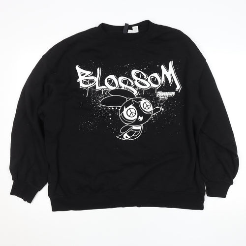 H&M Divided Women's Black Blossom Powerpuff Girls Printed Sweatshirt Size L