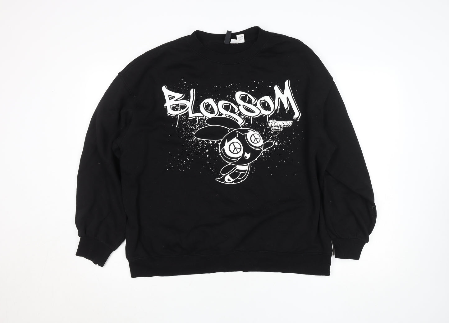 H&M Divided Women's Black Blossom Powerpuff Girls Printed Sweatshirt Size L