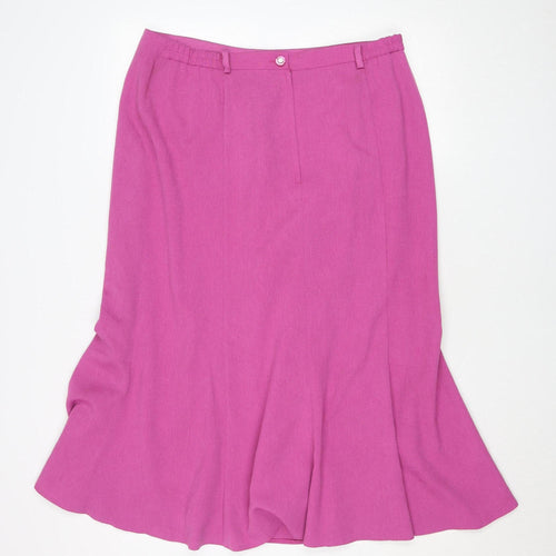 Avalon Collection Women Pink Flare Midi Skirt Size 16 Polyester