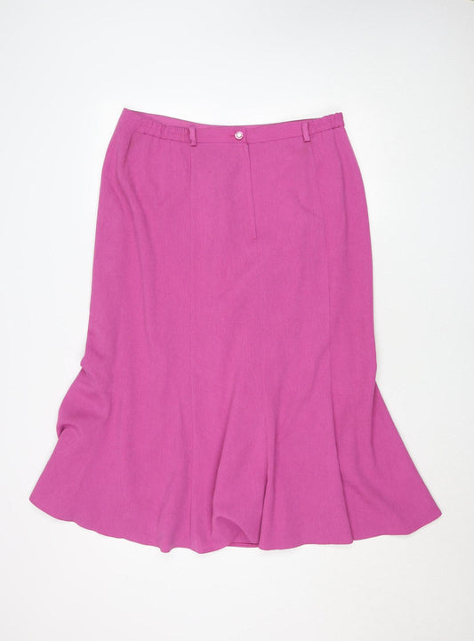 Avalon Collection Women Pink Flare Midi Skirt Size 16 Polyester