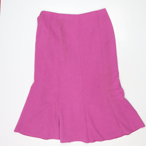 Avalon Collection Women Pink Flare Midi Skirt Size 16 Polyester
