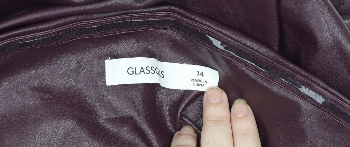 Glassons Womens Brown Faux Leather Short Skirt Size 14