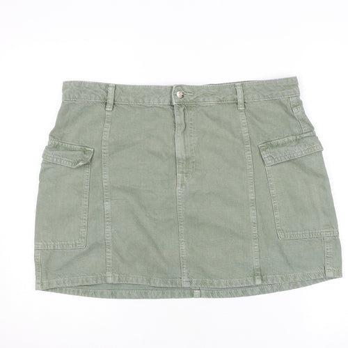 Primark Women’s Green Cargo Denim Short Skirt Size 14