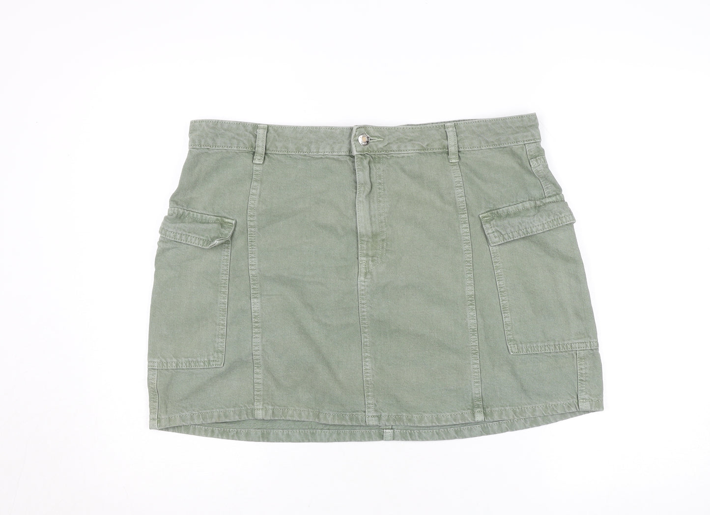 Primark Women’s Green Cargo Denim Short Skirt Size 14