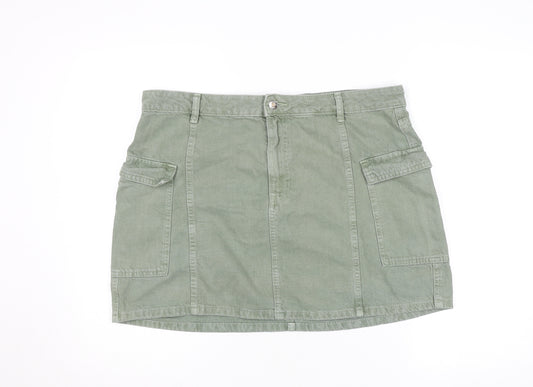 Primark Women’s Green Cargo Denim Short Skirt Size 14