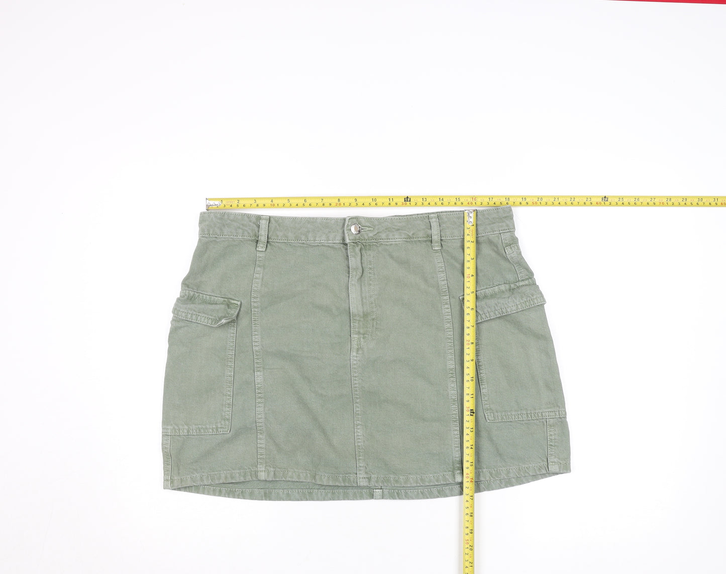 Primark Women’s Green Cargo Denim Short Skirt Size 14
