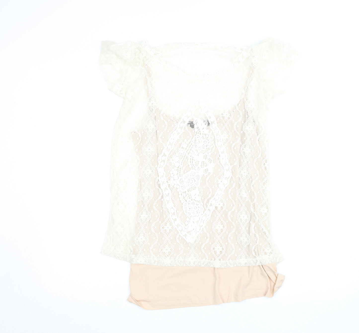 Dorothy Perkins Women’s Beige Lace Overlay Blouse Size 14