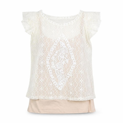 Dorothy Perkins Women’s Beige Lace Overlay Blouse Size 14