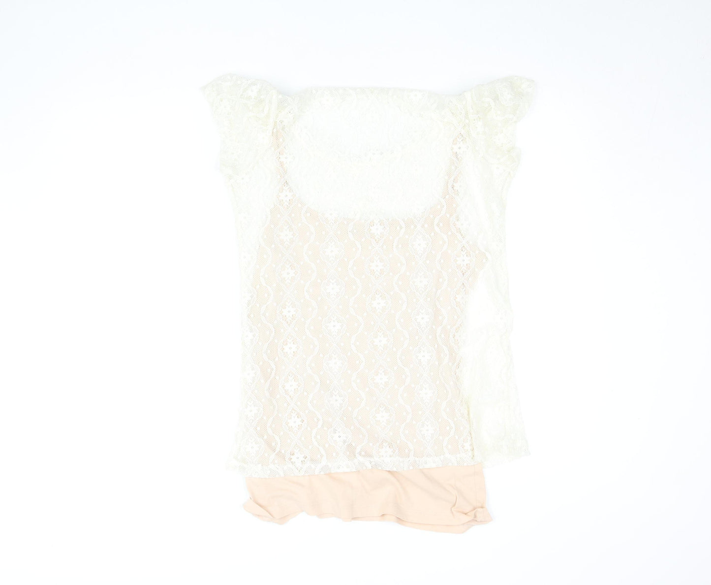 Dorothy Perkins Women’s Beige Lace Overlay Blouse Size 14