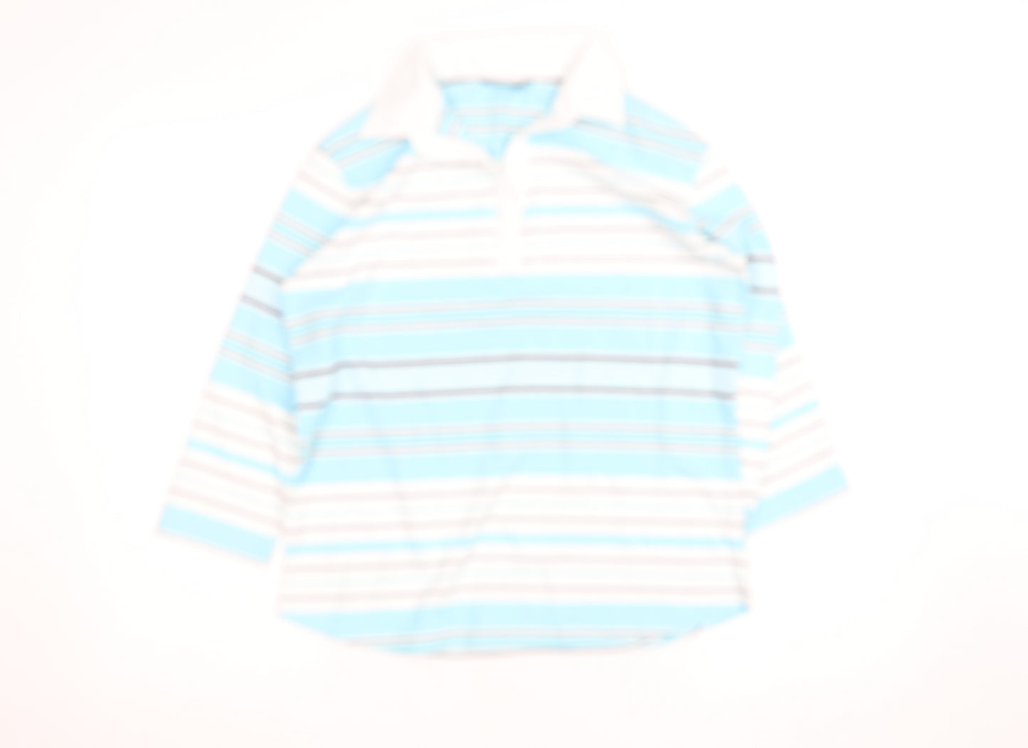 Dunnes Stores Women Blue Striped Cotton Polo Top Size 10-12