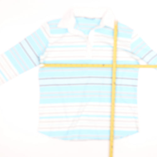 Dunnes Stores Women Blue Striped Cotton Polo Top Size 10-12