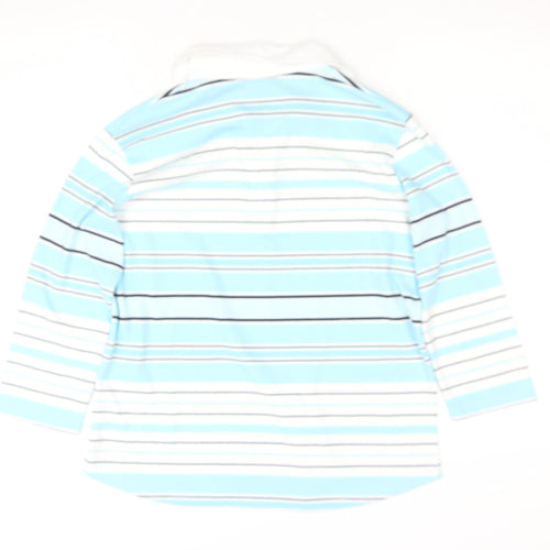 Dunnes Stores Women Blue Striped Cotton Polo Top Size 10-12