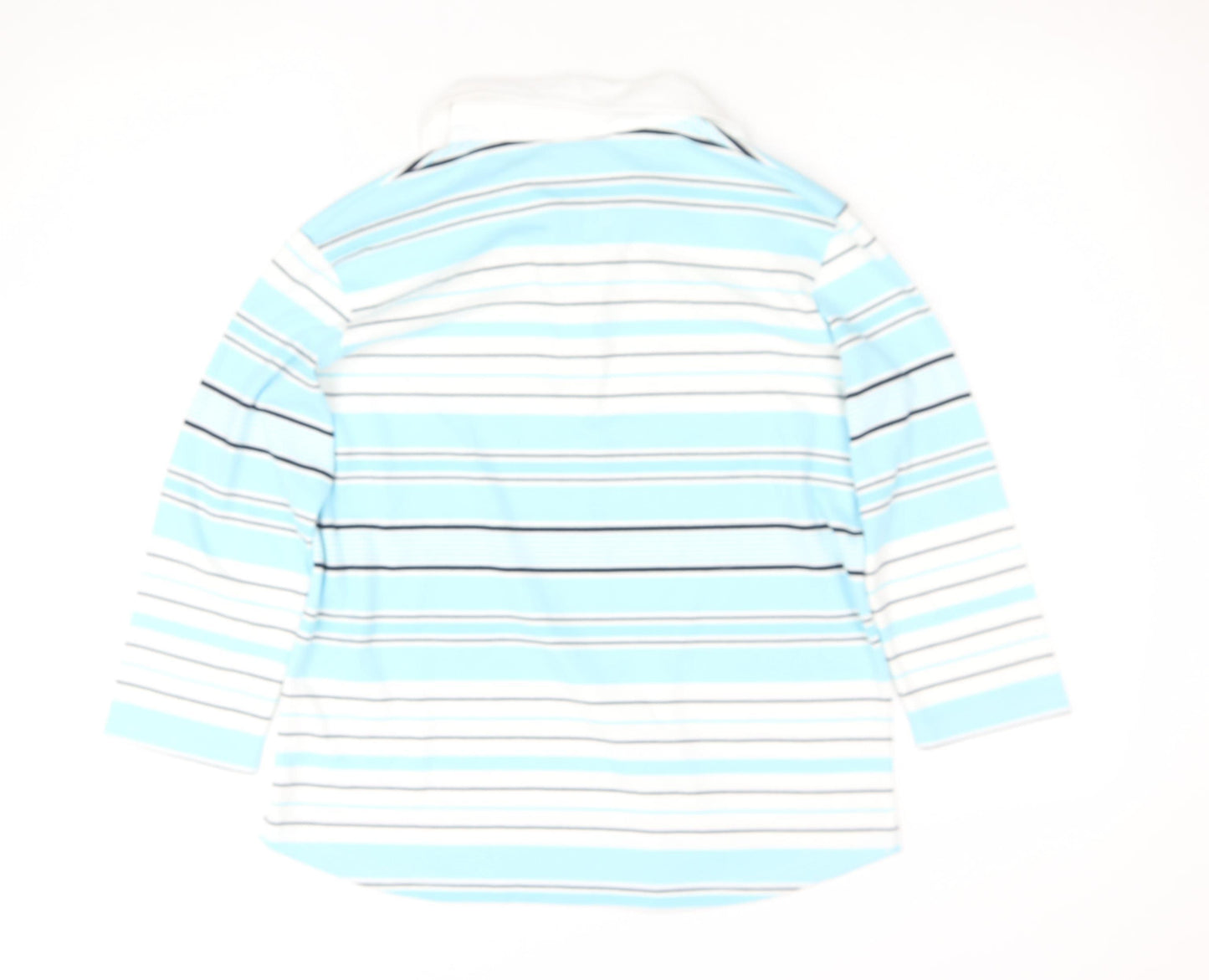 Dunnes Stores Women Blue Striped Cotton Polo Top Size 10-12