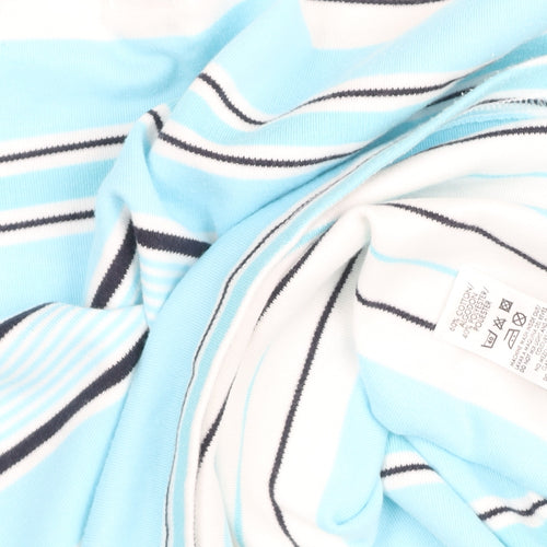 Dunnes Stores Women Blue Striped Cotton Polo Top Size 10-12