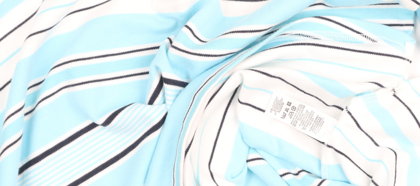 Dunnes Stores Women Blue Striped Cotton Polo Top Size 10-12