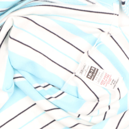 Dunnes Stores Women Blue Striped Cotton Polo Top Size 10-12