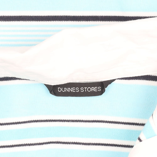 Dunnes Stores Women Blue Striped Cotton Polo Top Size 10-12